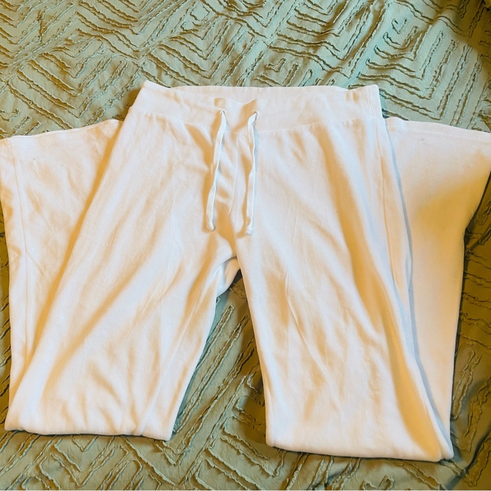 John Galt Brandy Melville White  Velour Track Pants